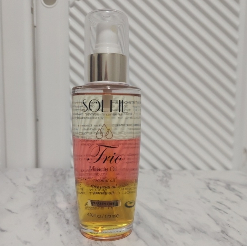 Soleil Trio Miracle Oil Coconut Rose Marula Hair Serum Shine 4.06 oz 120 ml New